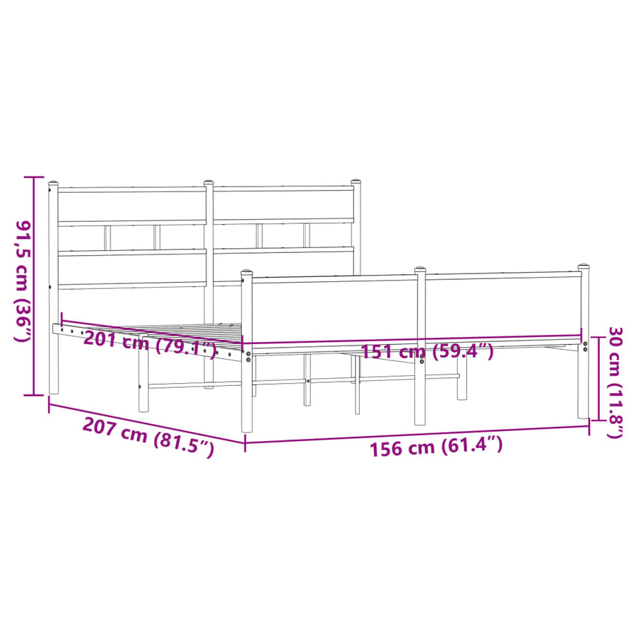 Bedframe zonder matras bewerkt hout bruin eikenkleur 150x200 cm
