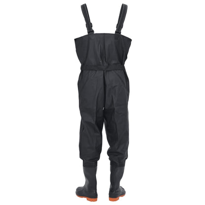 Waadpak met laarzen en riem maat 44 zwart