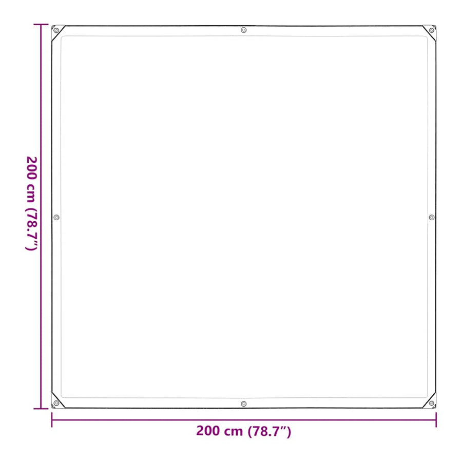 Doorzichtig zeildoek met zeilringen 2x2 m polyethyleen