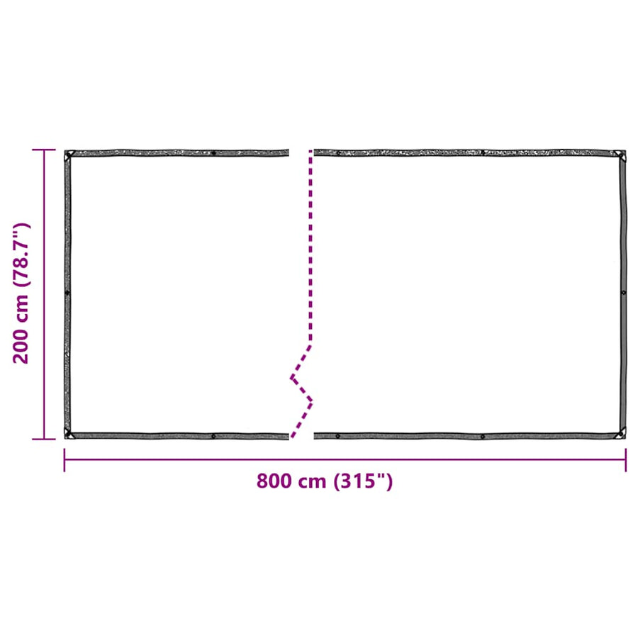 Doorzichtig zeildoek met zeilringen 2x8 m polyethyleen