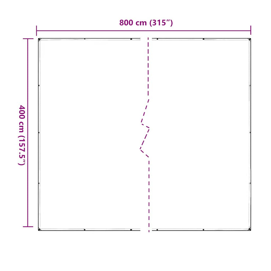 Doorzichtig zeildoek met zeilringen 4x8 m PVC