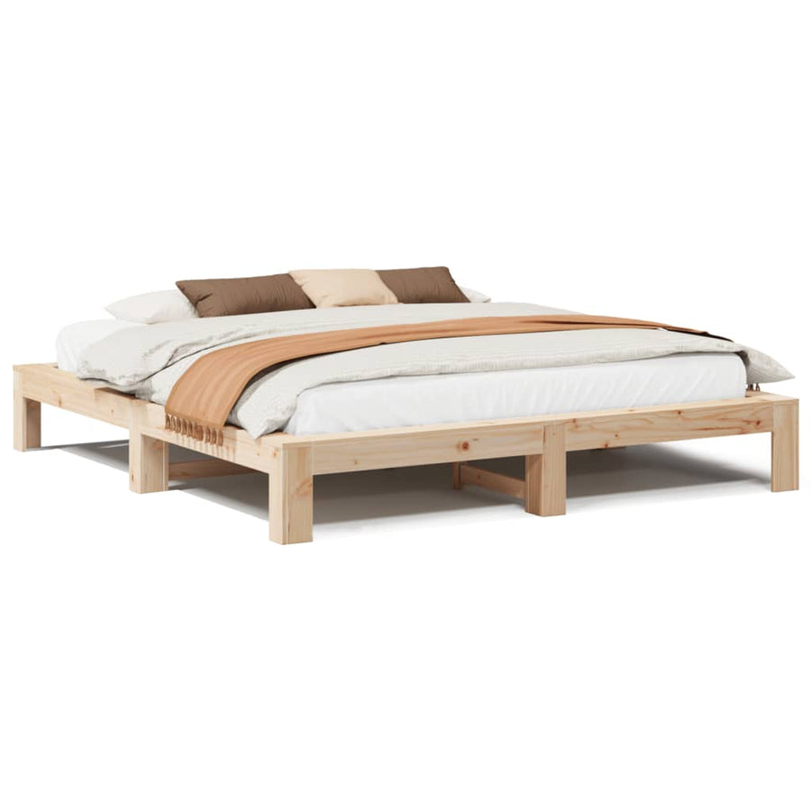 Bedframe zonder matras massief grenenhout 200x200 cm