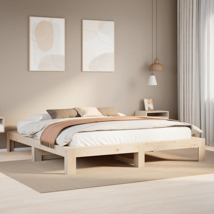 Bedframe zonder matras massief grenenhout 200x200 cm