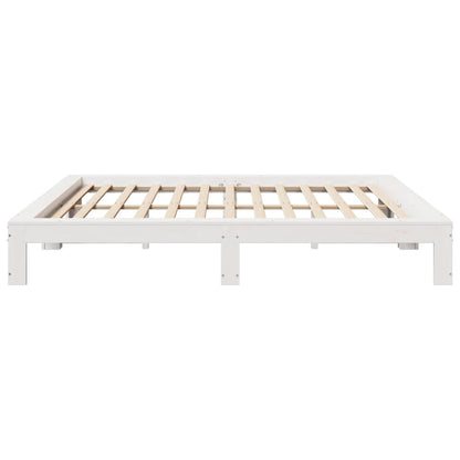 Bedframe zonder matras massief grenenhout wit 200x200 cm