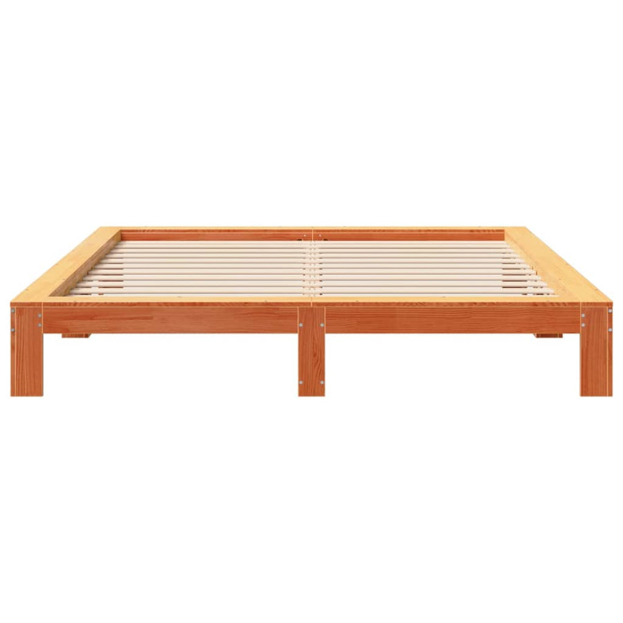 Bedframe zonder matras massief grenenhout wasbruin 200x200 cm
