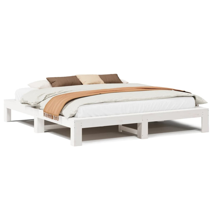 Bedframe zonder matras massief grenenhout wit 180x200 cm