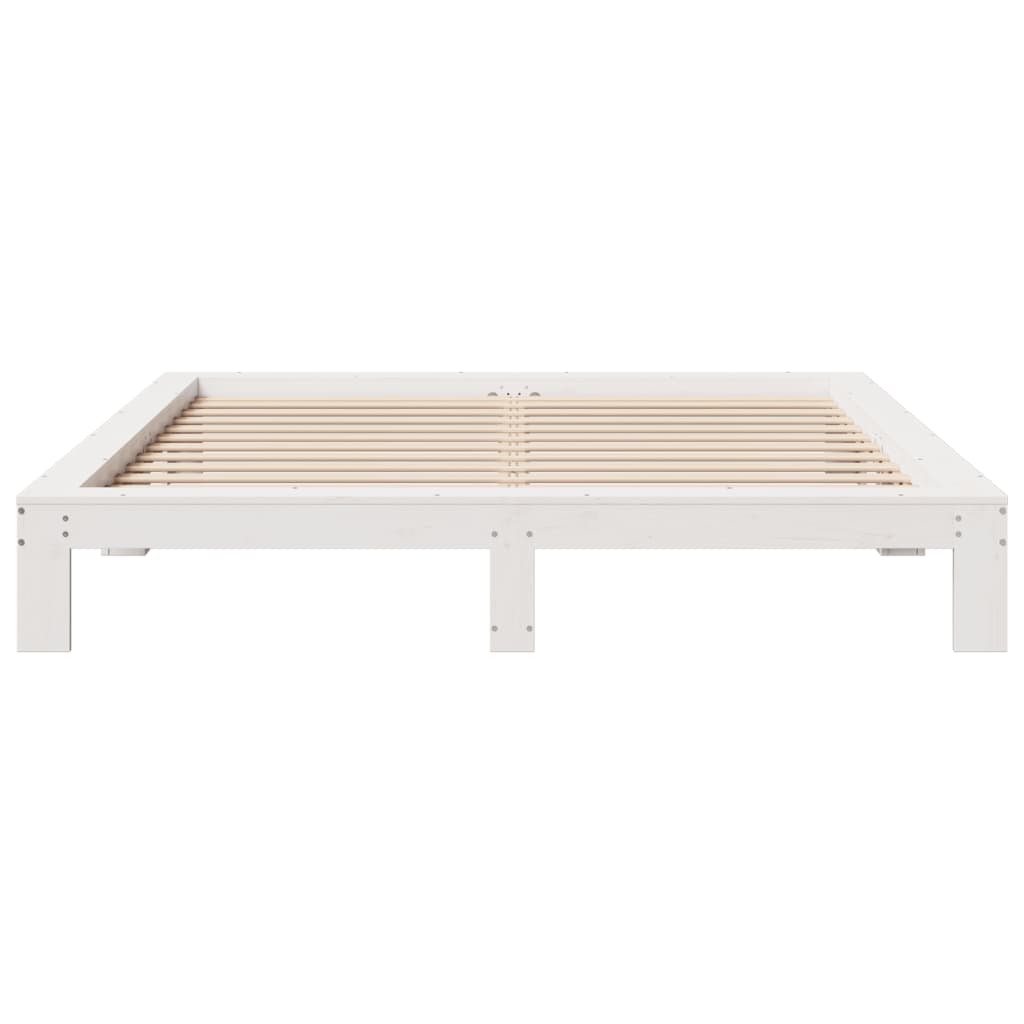 Bedframe zonder matras massief grenenhout wit 180x200 cm