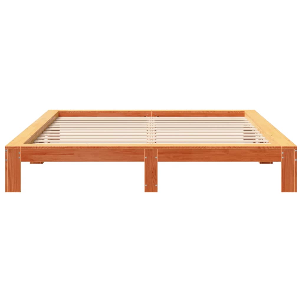 Bedframe zonder matras massief grenenhout wasbruin 180x200 cm