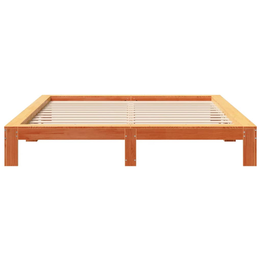 Bedframe zonder matras massief grenenhout wasbruin 180x200 cm