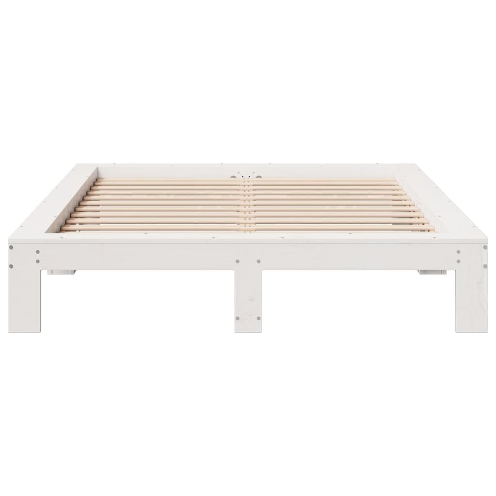 Bedframe zonder matras massief grenenhout wit 160x200 cm