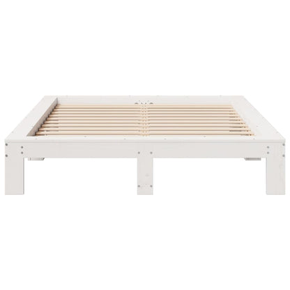 Bedframe zonder matras massief grenenhout wit 160x200 cm