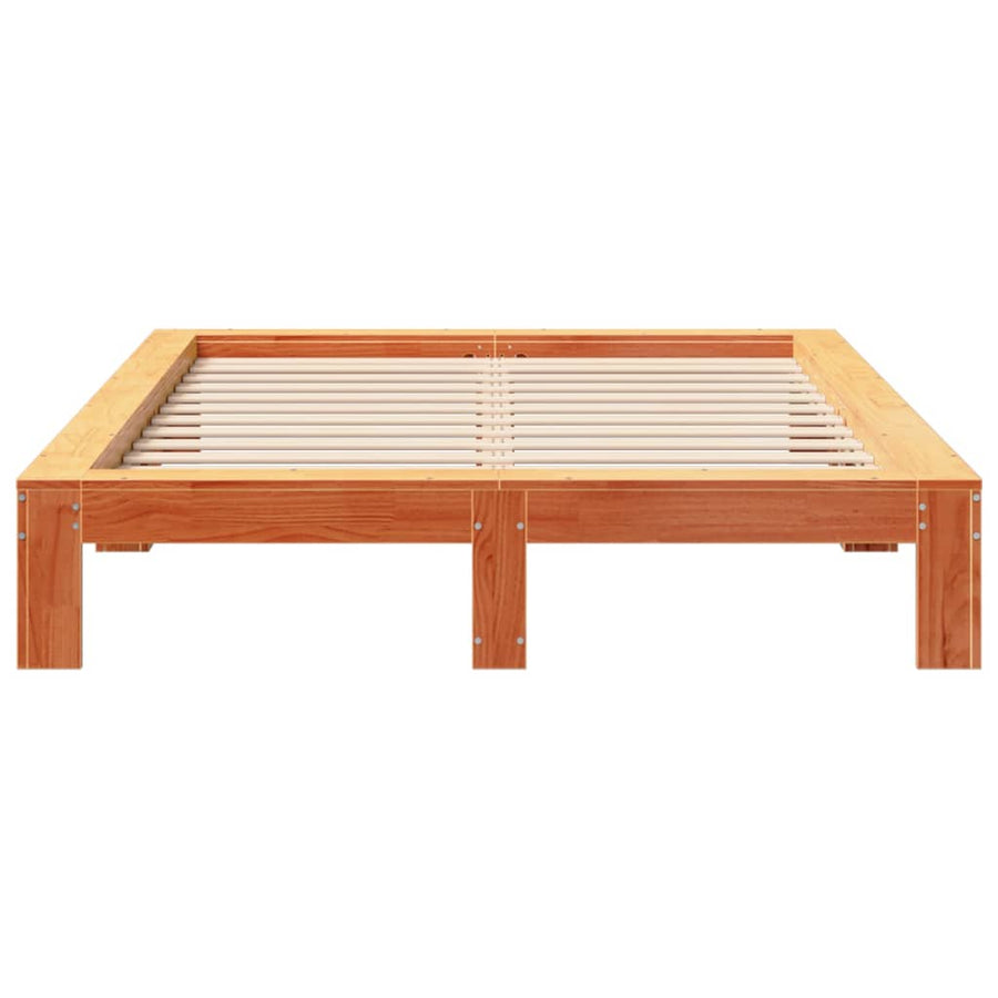 Bedframe zonder matras massief grenenhout wasbruin 160x200 cm