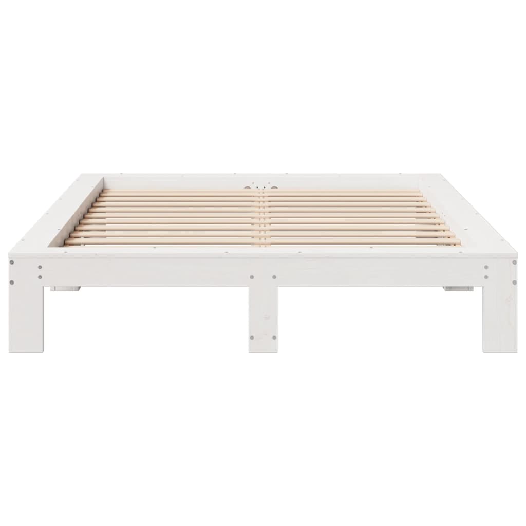 Bedframe zonder matras massief grenenhout wit 150x200 cm