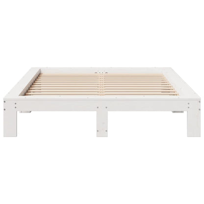 Bedframe zonder matras massief grenenhout wit 150x200 cm