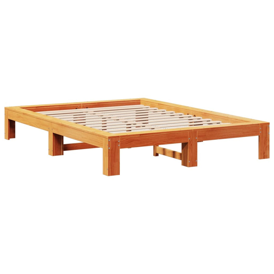 Bedframe zonder matras massief grenenhout wasbruin 150x200 cm