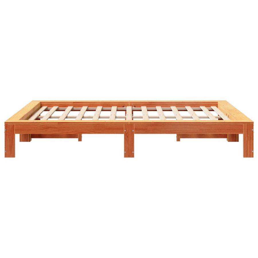Bedframe zonder matras massief grenenhout wasbruin 150x200 cm