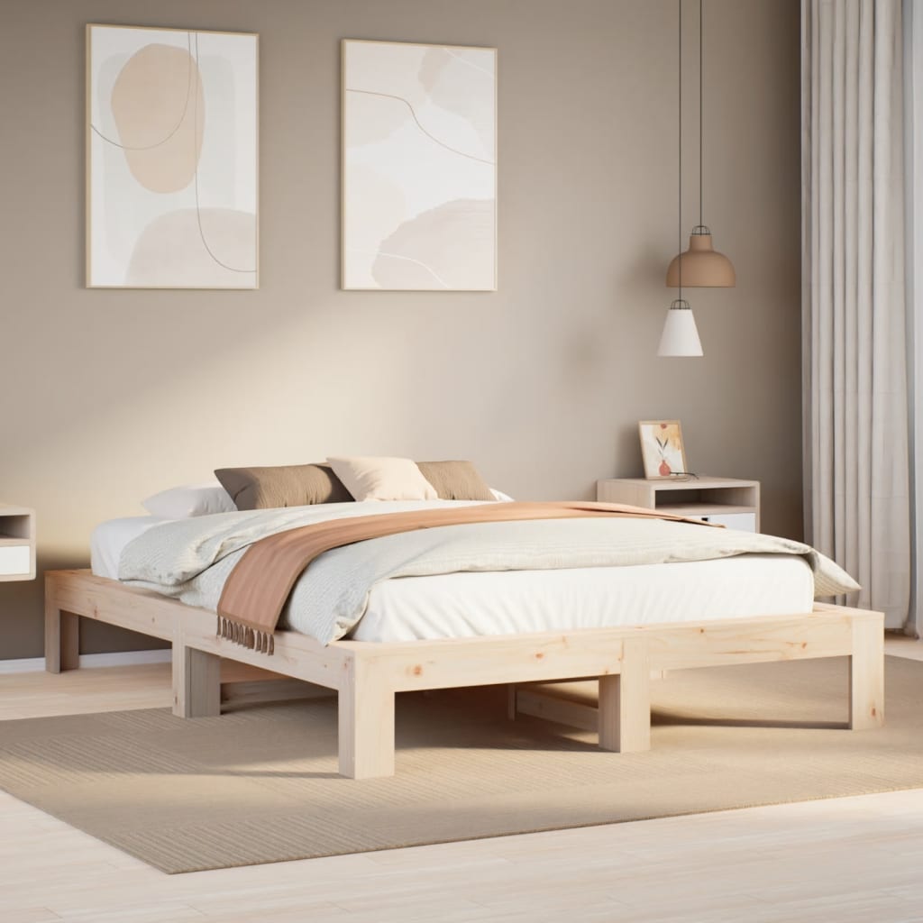 Bedframe zonder matras massief grenenhout 140x200 cm
