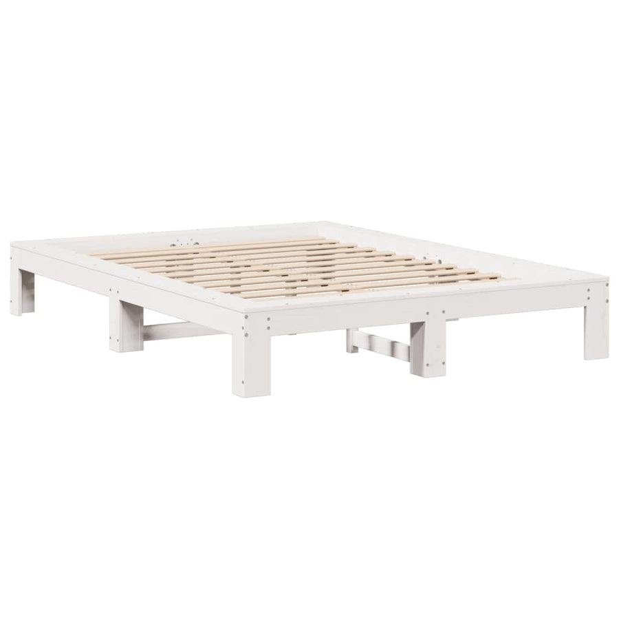 Bedframe zonder matras massief grenenhout wit 140x200 cm