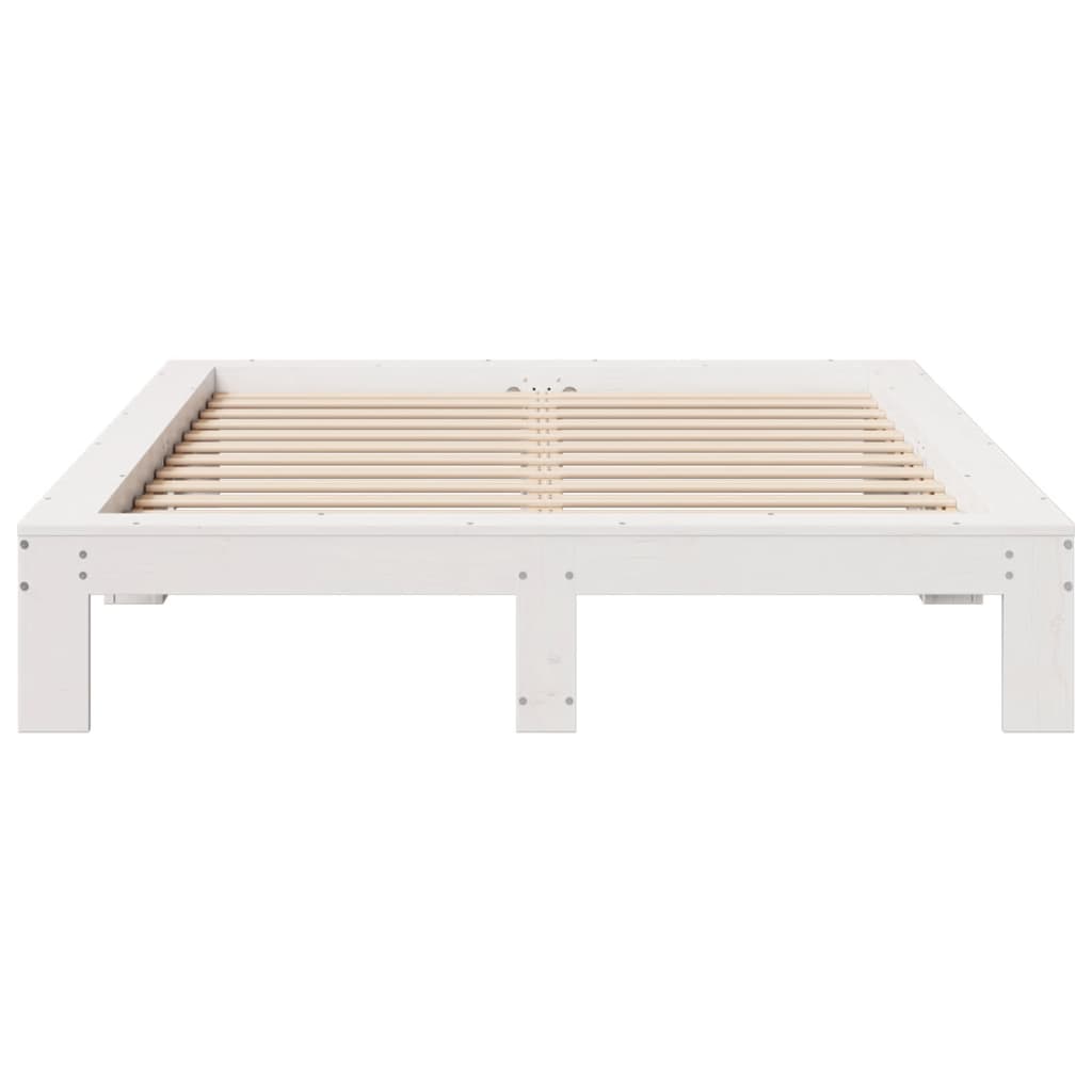 Bedframe zonder matras massief grenenhout wit 140x200 cm