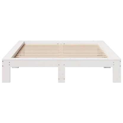Bedframe zonder matras massief grenenhout wit 140x200 cm