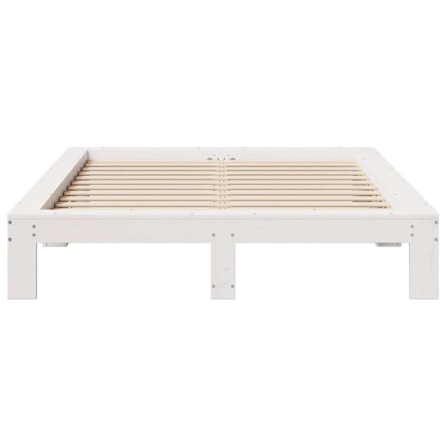 Bedframe zonder matras massief grenenhout wit 140x200 cm