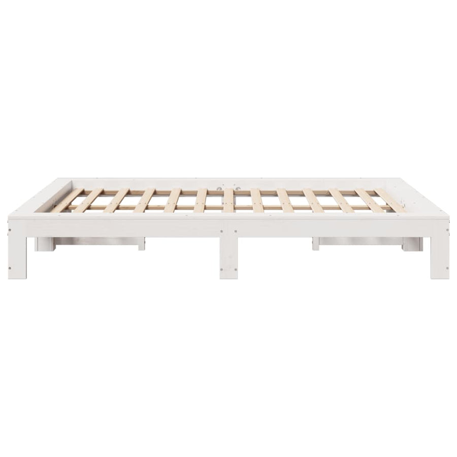 Bedframe zonder matras massief grenenhout wit 140x200 cm