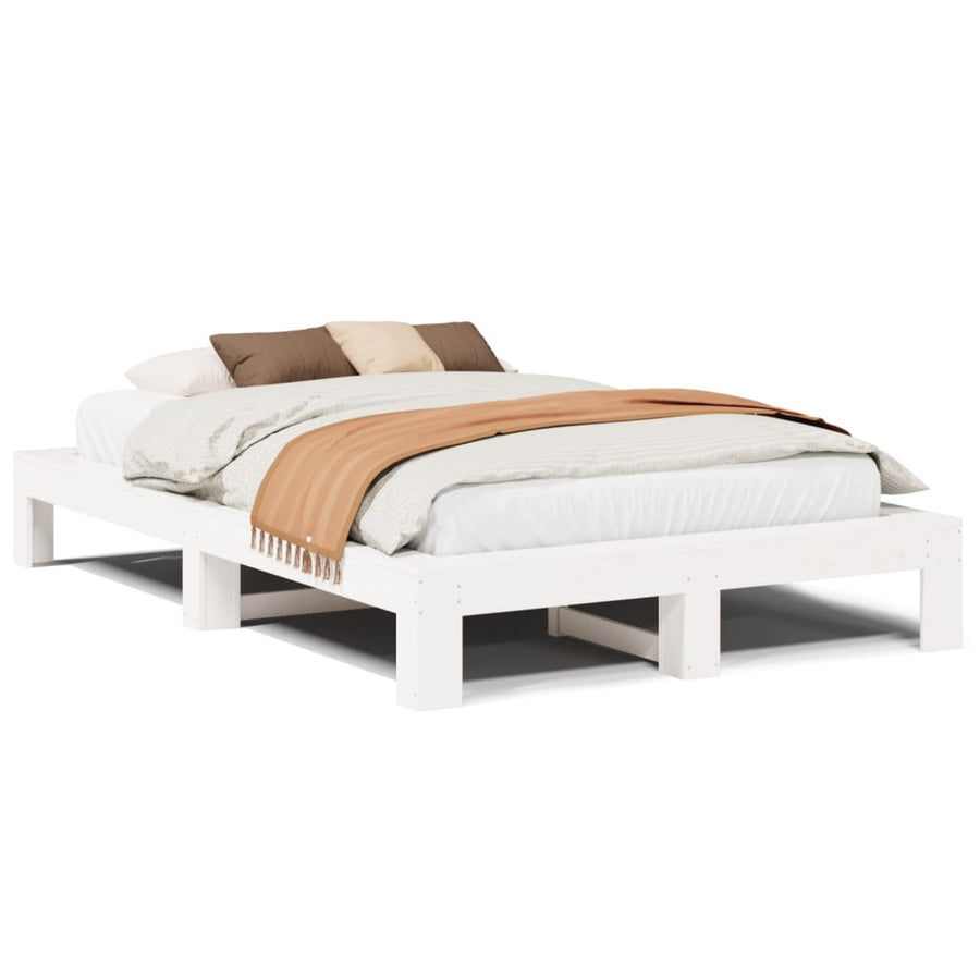 Bedframe zonder matras massief grenenhout wit 120x200 cm
