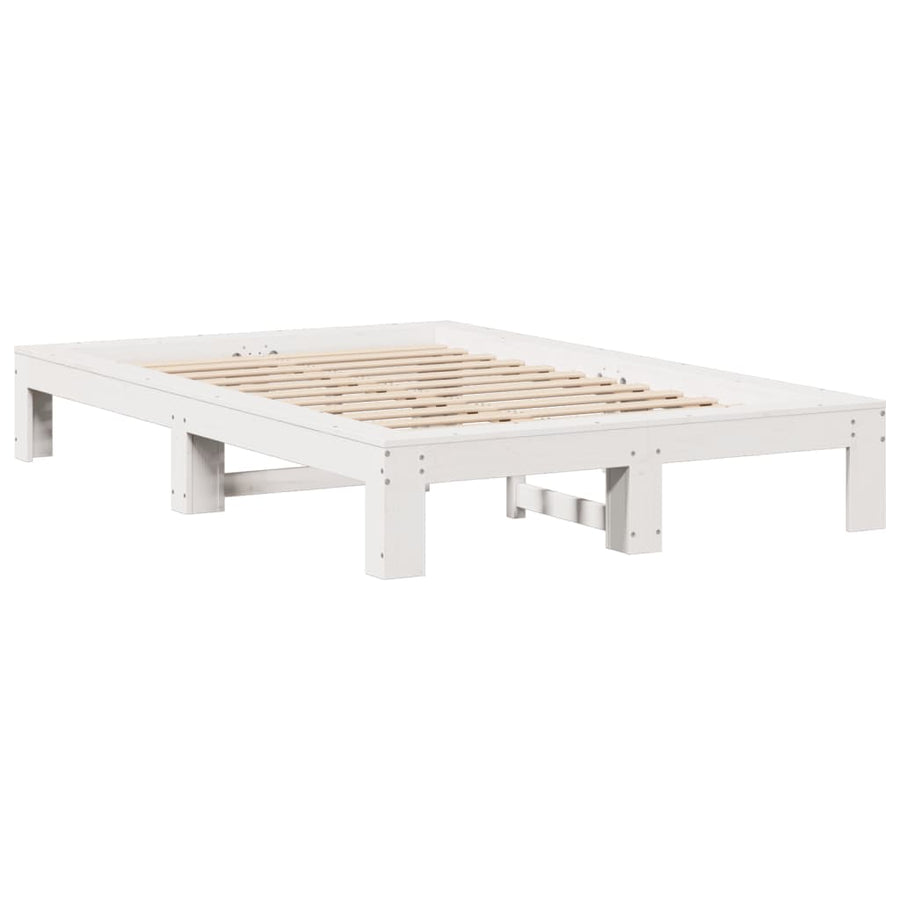 Bedframe zonder matras massief grenenhout wit 120x200 cm