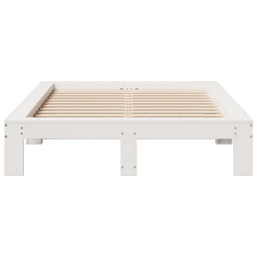 Bedframe zonder matras massief grenenhout wit 120x200 cm
