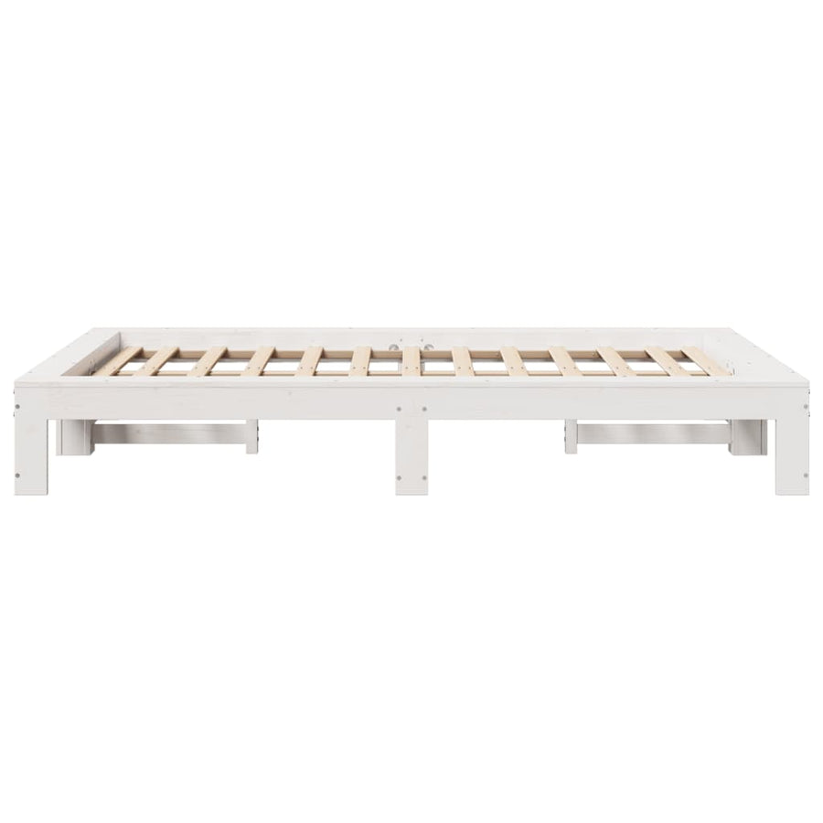 Bedframe zonder matras massief grenenhout wit 120x200 cm