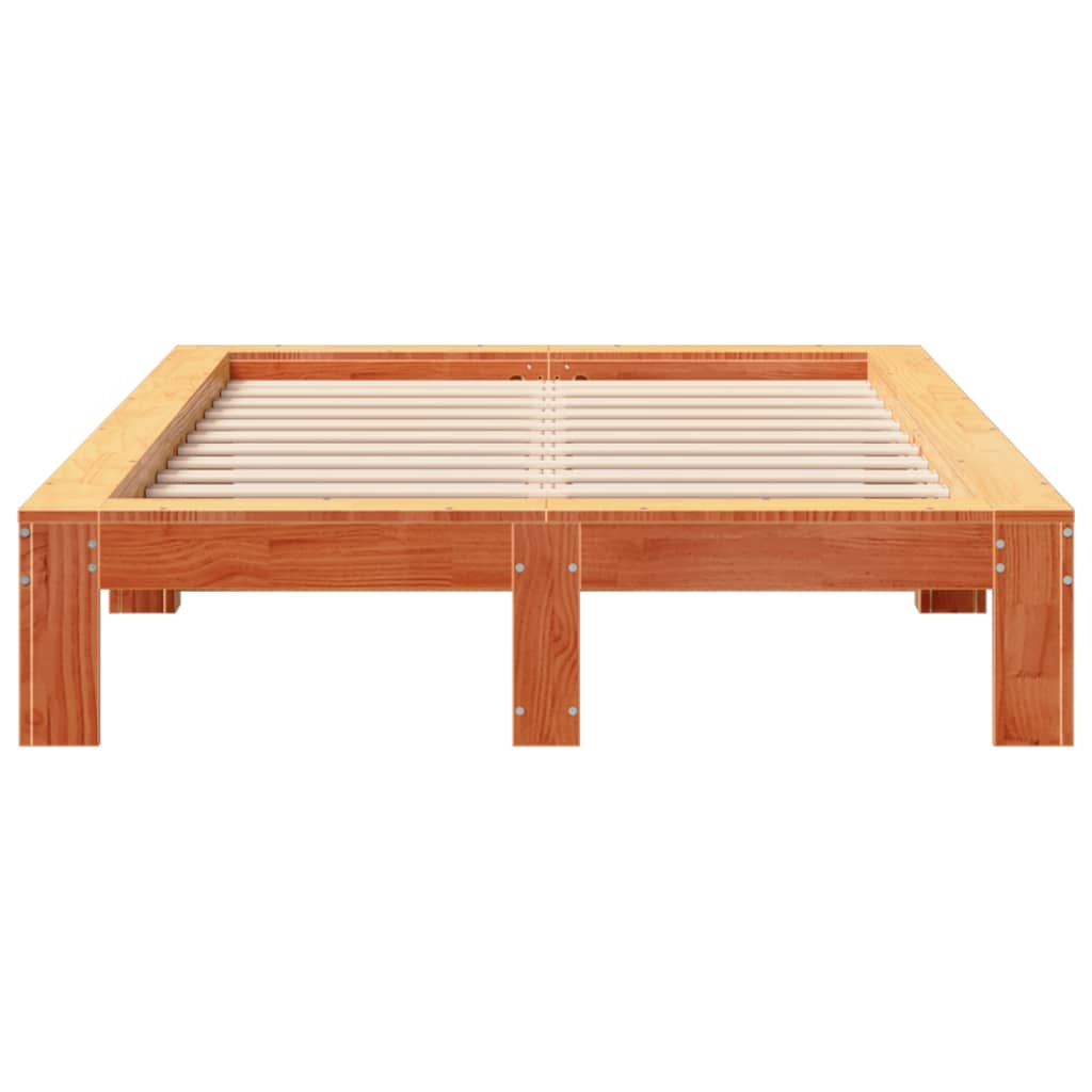 Bedframe zonder matras massief grenenhout wasbruin 120x200 cm