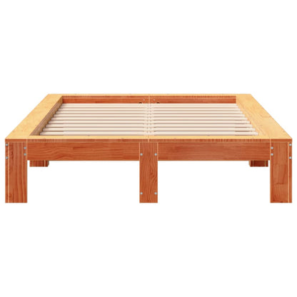 Bedframe zonder matras massief grenenhout wasbruin 120x200 cm