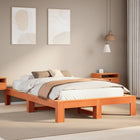 Bed frame without mattress solid pine wash brown 120x200 cm