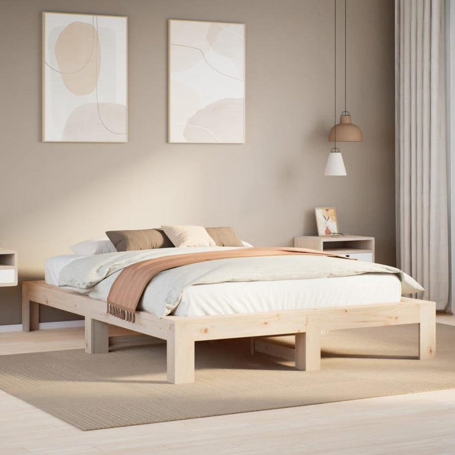 Bedframe zonder matras massief grenenhout 140x190 cm