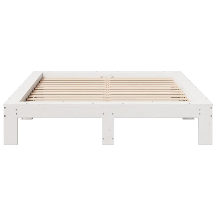 Bedframe zonder matras massief grenenhout wit 140x190 cm
