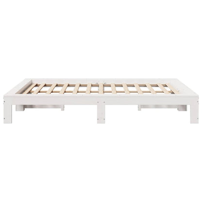 Bedframe zonder matras massief grenenhout wit 140x190 cm