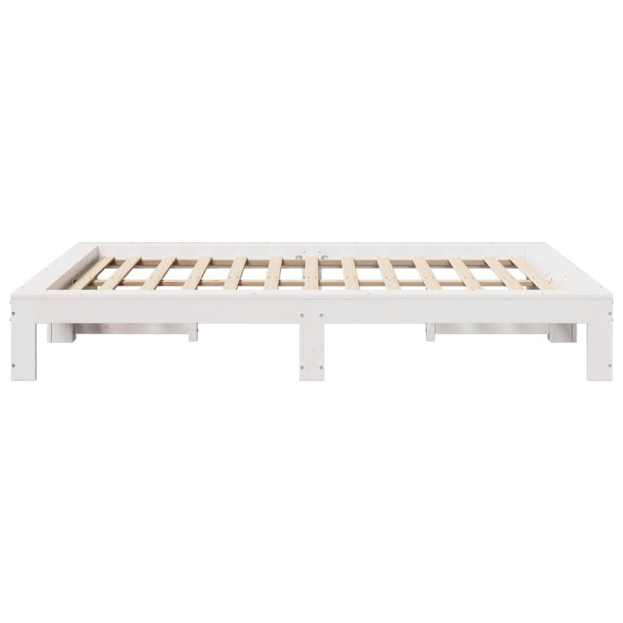 Bedframe zonder matras massief grenenhout wit 140x190 cm