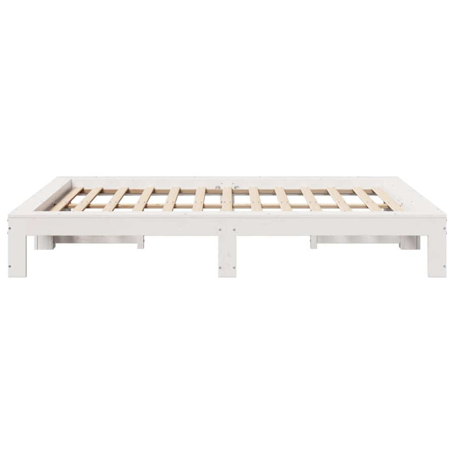 Bedframe zonder matras massief grenenhout wit 135x190 cm