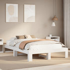 Bed frame without mattress solid pine wood white 135x190 cm