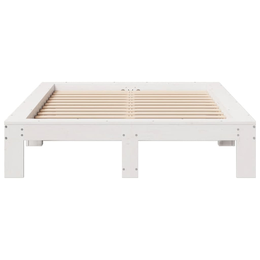 Bedframe zonder matras massief grenenhout wit 120x190 cm