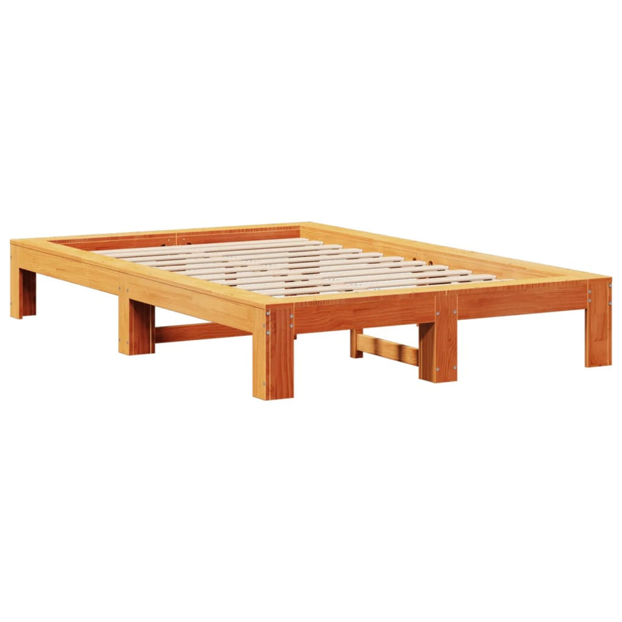 Bedframe zonder matras massief grenenhout wasbruin 120x190 cm