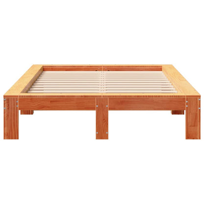 Bedframe zonder matras massief grenenhout wasbruin 120x190 cm