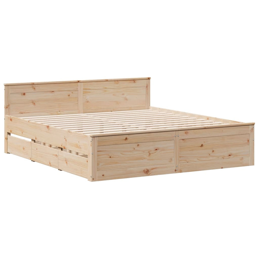 Bedframe zonder matras met hoofdbord grenenhout 200x200 cm