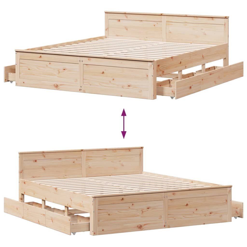 Bedframe zonder matras met hoofdbord grenenhout 200x200 cm