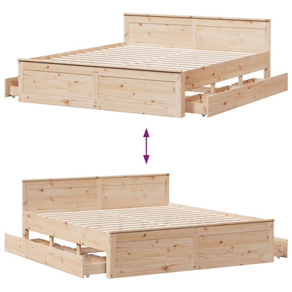 Bedframe zonder matras met hoofdbord grenenhout 200x200 cm
