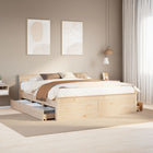 Pine wood bed frame without mattress with headboard 200x200 cm