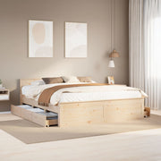 Bedframe grenenhout 200x200 cm met hoofdbord en lades