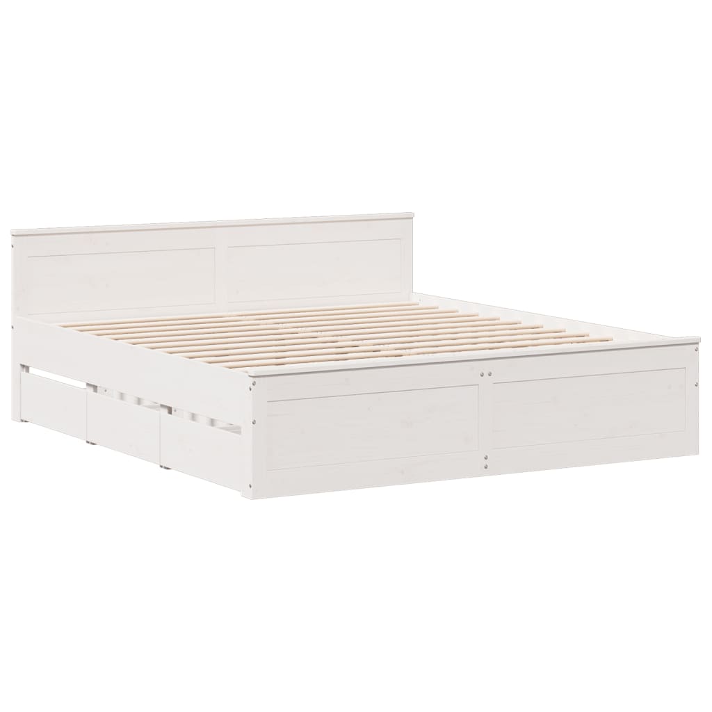Bedframe Zonder Matras Met Hoofdbord Grenenhout Wit 200X200 Cm