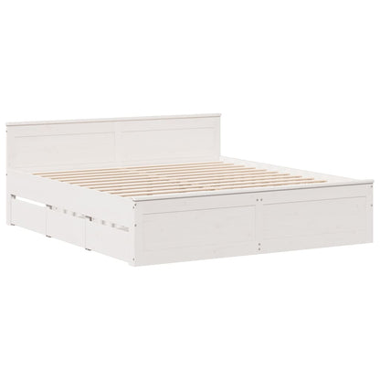 Bedframe Zonder Matras Met Hoofdbord Grenenhout Wit 200X200 Cm