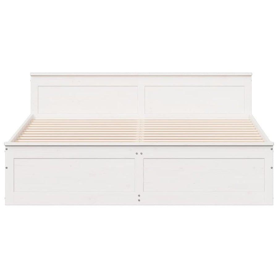 Bedframe Zonder Matras Met Hoofdbord Grenenhout Wit 200X200 Cm